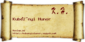 Kubányi Hunor névjegykártya